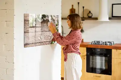 Quadro magnético para desenhar com estampa de flores na madeira