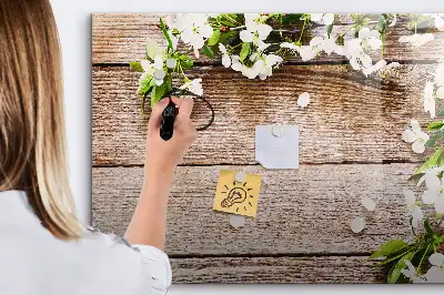 Quadro magnético para desenhar com estampa de flores na madeira