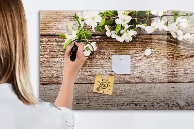 Quadro magnético para desenhar com estampa de flores na madeira