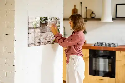 Quadro magnético para desenhar com estampa de flores na madeira