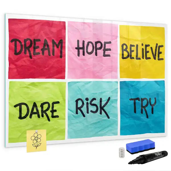 Quadro magnético para escrever mural de inspiração