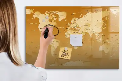 Quadro magnético para desenhar tema mapa-múndi