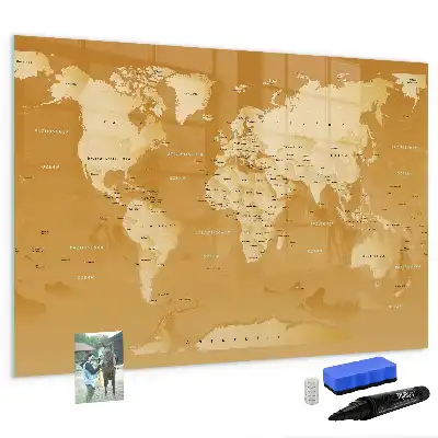 Quadro magnético para desenhar tema mapa-múndi