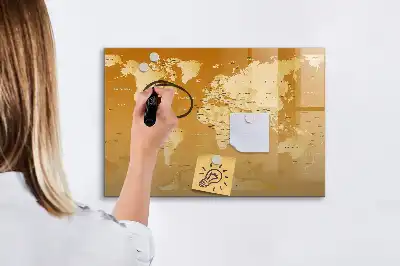 Quadro magnético para desenhar tema mapa-múndi