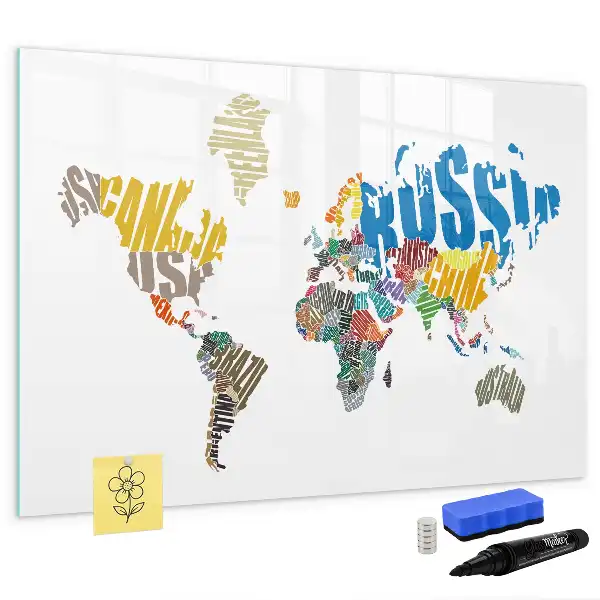 Quadro magnético para desenhar modelo mapa-múndi de texto