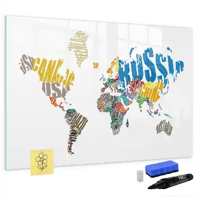 Quadro magnético para desenhar modelo mapa-múndi de texto