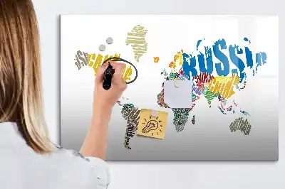 Quadro magnético para desenhar modelo mapa-múndi de texto