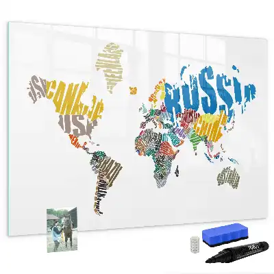 Quadro magnético para desenhar modelo mapa-múndi de texto