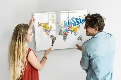 Quadro magnético para desenhar modelo mapa-múndi de texto