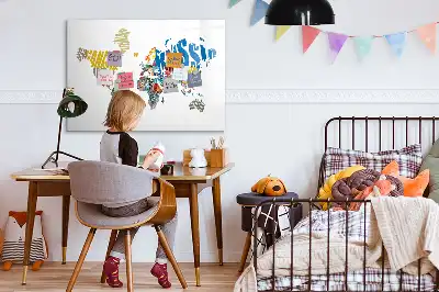 Quadro magnético para desenhar modelo mapa-múndi de texto