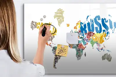 Quadro magnético para desenhar modelo mapa-múndi de texto