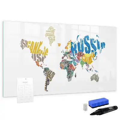 Quadro magnético para desenhar modelo mapa-múndi de texto