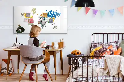 Quadro magnético para desenhar modelo mapa-múndi de texto