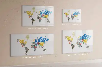 Quadro magnético para desenhar modelo mapa-múndi de texto