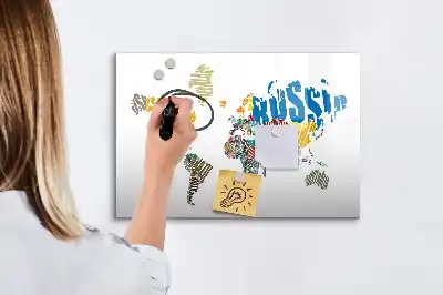Quadro magnético para desenhar modelo mapa-múndi de texto