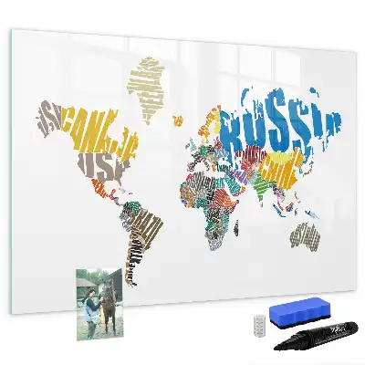 Quadro magnético para desenhar modelo mapa-múndi de texto