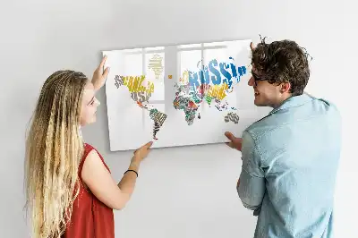 Quadro magnético para desenhar modelo mapa-múndi de texto