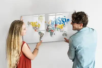 Quadro magnético para escrever estampa de mapa-múndi de texto