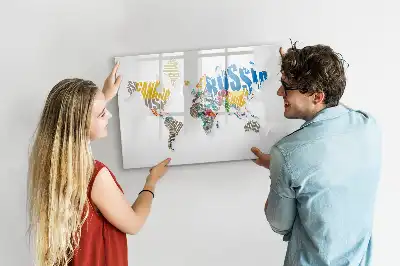 Quadro magnético para escrever estampa de mapa-múndi de texto