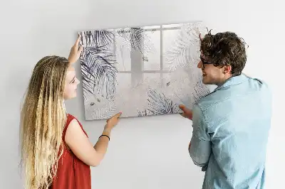 Quadro magnético para escrever estampa de folha de palmeira