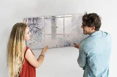 Quadro magnético para escrever estampa de folha de palmeira