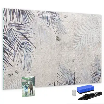 Quadro magnético para escrever estampa de folha de palmeira