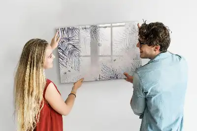 Quadro magnético para escrever estampa de folha de palmeira