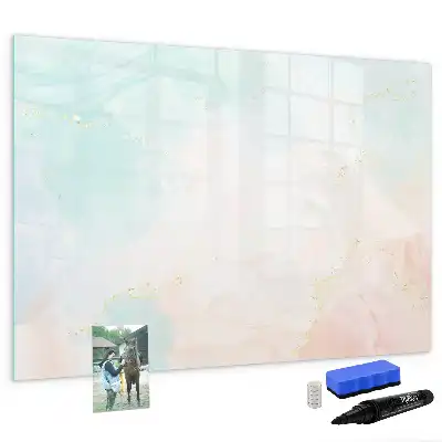 Quadro magnético para escrever com estampa de mármore em aquarela