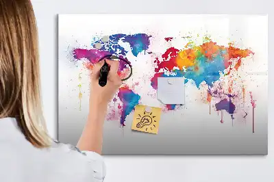 Mapa-múndi quadro para desenhar magnético