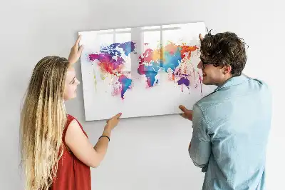 Mapa-múndi quadro para desenhar magnético