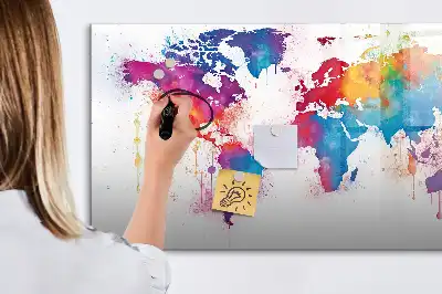 Mapa-múndi quadro para desenhar magnético