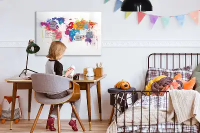 Mapa-múndi quadro para desenhar magnético