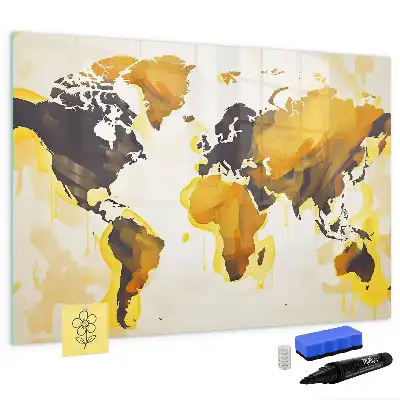 Quadro magnético para escrever com estampa de abstração de mapa-múndi