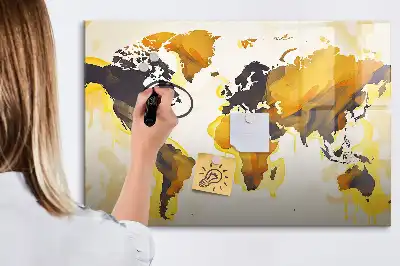 Quadro magnético para escrever com estampa de abstração de mapa-múndi