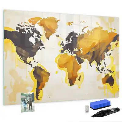 Quadro magnético para escrever com estampa de abstração de mapa-múndi