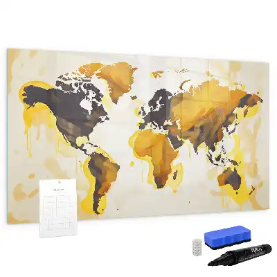 Quadro magnético para escrever com estampa de abstração de mapa-múndi
