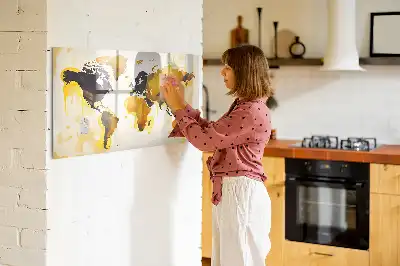 Quadro magnético para escrever com estampa de abstração de mapa-múndi