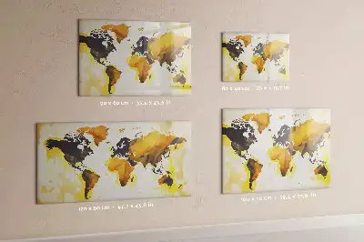 Quadro magnético para escrever com estampa de abstração de mapa-múndi