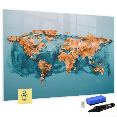 Quadro magnético para desenhar estampa de mapa-múndi abstrato