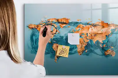 Quadro magnético para desenhar estampa de mapa-múndi abstrato