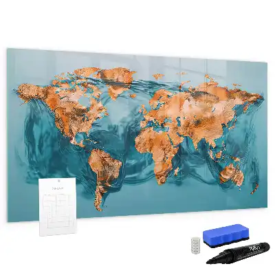 Quadro magnético para desenhar estampa de mapa-múndi abstrato