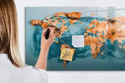 Quadro magnético para desenhar estampa de mapa-múndi abstrato