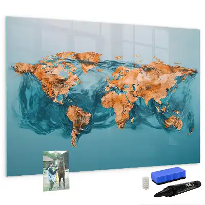 Quadro magnético para desenhar estampa de mapa-múndi abstrato