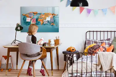 Quadro magnético para desenhar estampa de mapa-múndi abstrato