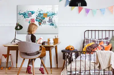 Quadro magnético mapa-múndi com fundo de água