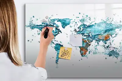 Quadro magnético mapa-múndi com fundo de água