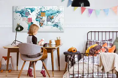 Quadro magnético mapa-múndi com fundo de água