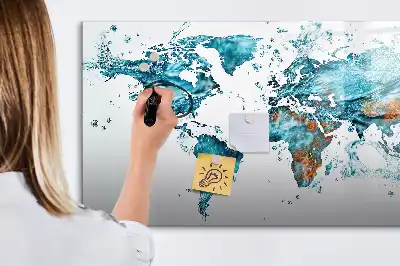 Quadro magnético mapa-múndi com fundo de água