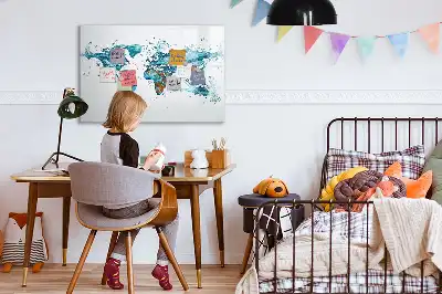 Quadro magnético mapa-múndi com fundo de água