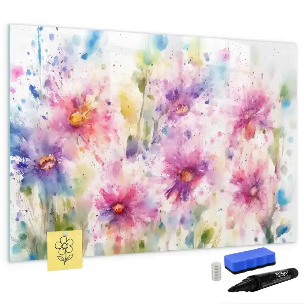 Quadro magnético para desenho com estampa de flores